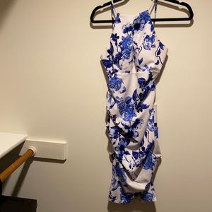 White/blue floral dress